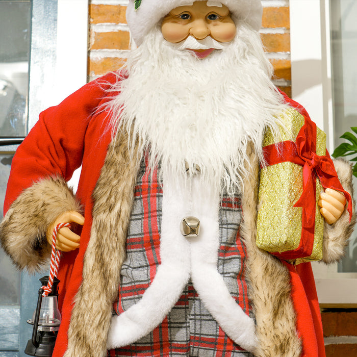 HOMCOM Life Size Animated Santa Claus, 141cm Tall Christmas Decoration with Sound Activated and Festive Music for Party | Aosom UK