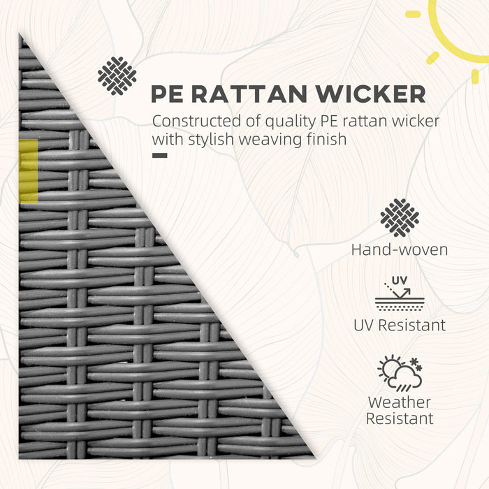 Outsunny Set of Four Armless Rattan Garden Chairs - Dark Grey