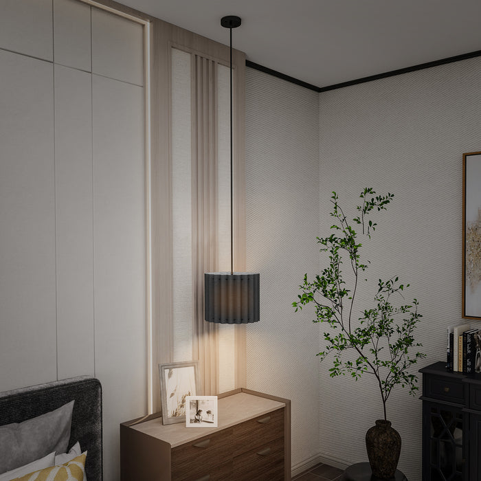 HOMCOM Linen Pendant Light, Modern Wave Ceiling Light Shade, E27 Lampshade for Living Room, Bedroom, Kitchen, Hallway, Black