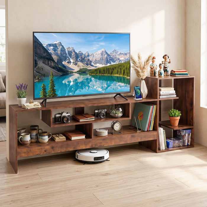 Cube TV Stand for 55 Inch TV with Power Outlets & Open Shelves for Living Room Bedroom-