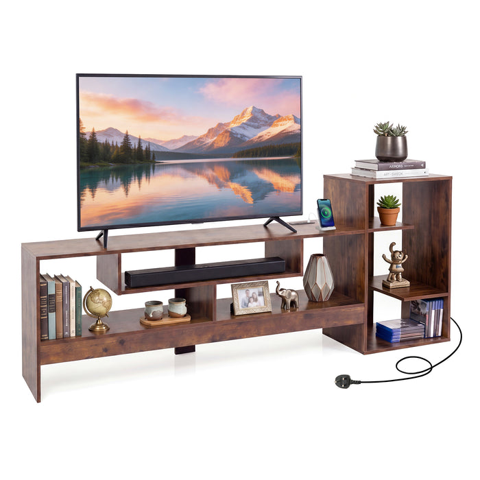 Cube TV Stand for 55 Inch TV with Power Outlets & Open Shelves for Living Room Bedroom-