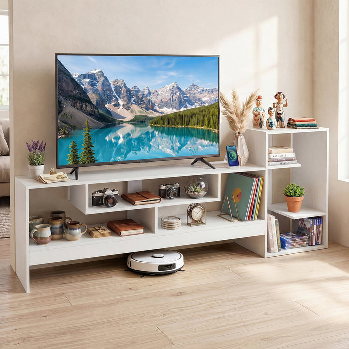 Cube TV Stand for 55 Inch TV with Power Outlets & Open Shelves for Living Room Bedroom-