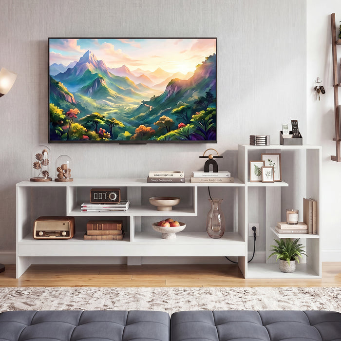 Cube TV Stand for 55 Inch TV with Power Outlets & Open Shelves for Living Room Bedroom-