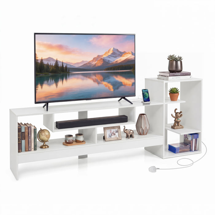 Cube TV Stand for 55 Inch TV with Power Outlets & Open Shelves for Living Room Bedroom-