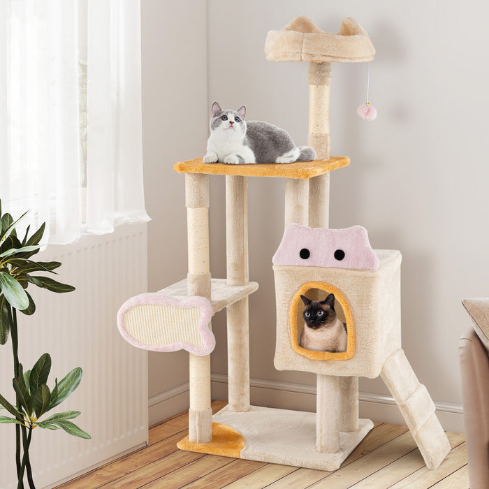 Cute Cat Tree for Indoor Kittens with Plush Perch-