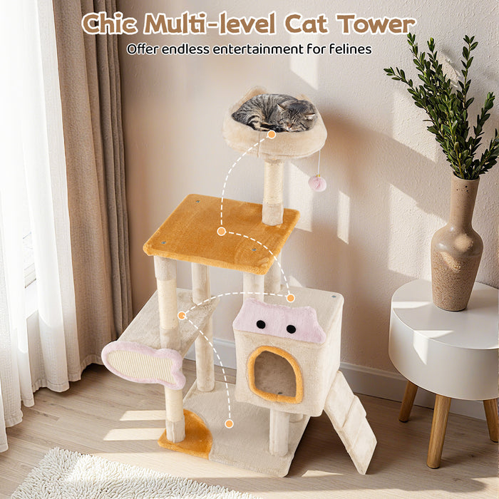 Cute Cat Tree for Indoor Kittens with Plush Perch-