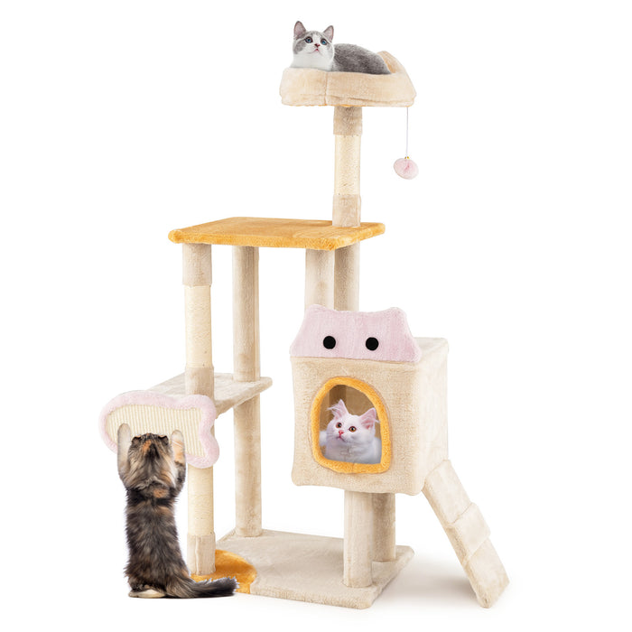 Cute Cat Tree for Indoor Kittens with Plush Perch-