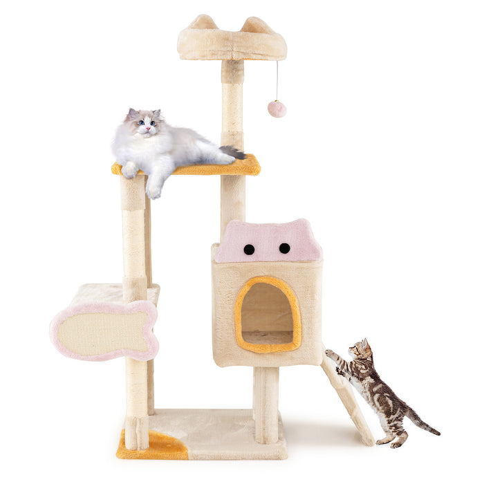 Cute Cat Tree for Indoor Kittens with Plush Perch-