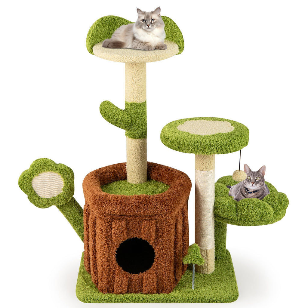 Cute Cat Tree for Adult Cats Indoor Pet Jungle Activity Center-