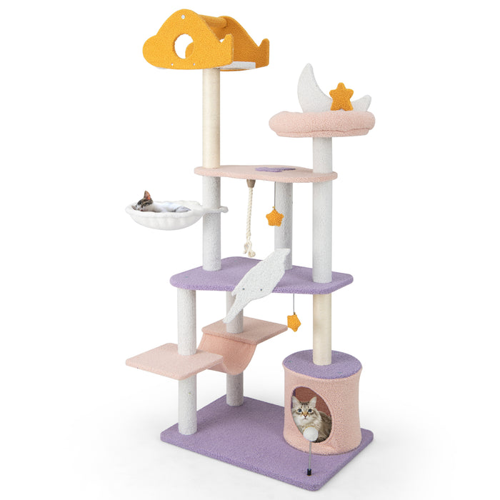 167 cm Multilevel Tall Cat Tower with Sisal Covered Scratching Posts-