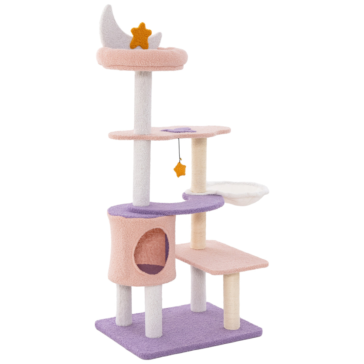 Multi-level Cute Cat Tree with Sisal Covered Scratching Posts and Condo-