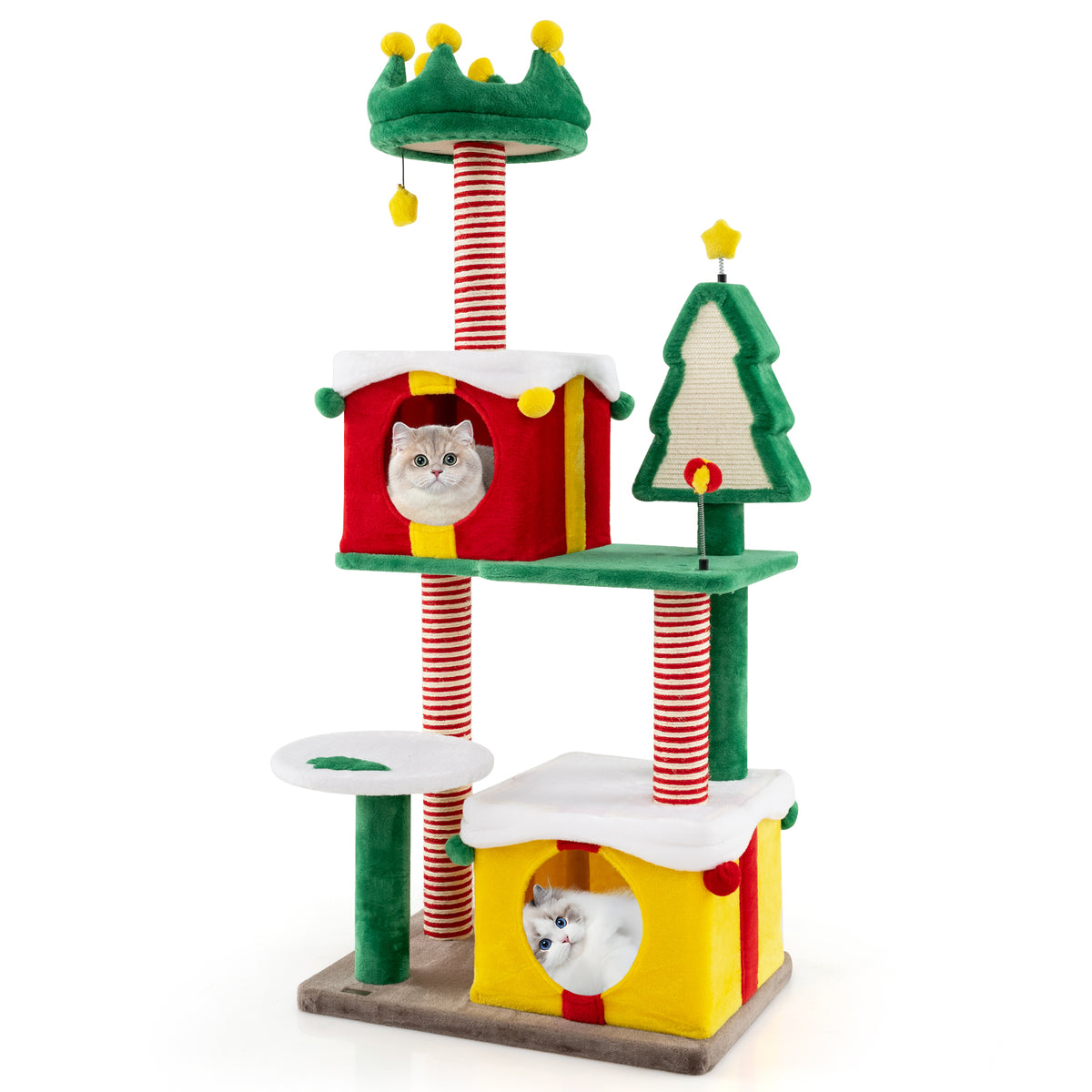 Cute Christmas Cat Tree Large Cat Tower with Sisal Scratching Posts and Carpe-
