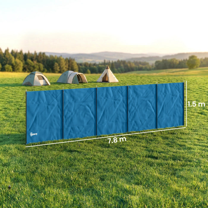 Outsunny Camping Windbreak, Foldable Portable Wind Blocker w/ Carry Bag and Steel Poles, 780cm x 150cm