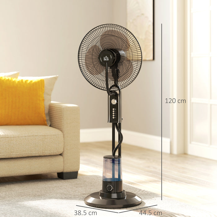 HOMCOM Pedestal Fan with Water Mist Spray, Spray Misting Fan with 70° Oscillation, Tilt Head, 4 Speeds, 3 Modes, Adjustable Mist, 3.2L Water Tank, for Home, 120 cm