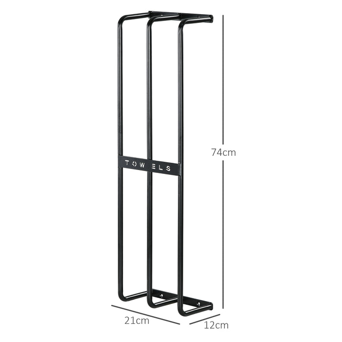 Wall-Mounted Towel Rack with 3 Bars - Metal Towel Rail for Bathroom Holds 6 Large Rolled Towels - Space-Saving Towel Storage Solution for Home and Spa Use