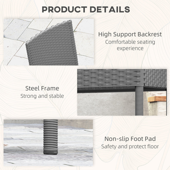 Outsunny Set of Four Armless Rattan Garden Chairs - Dark Grey