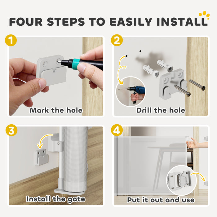 PawHut Retractable Stair Gate Extends Up to 180 cm Wide, Dog Gate for Doorways, Stairways, Hallways, Grey
