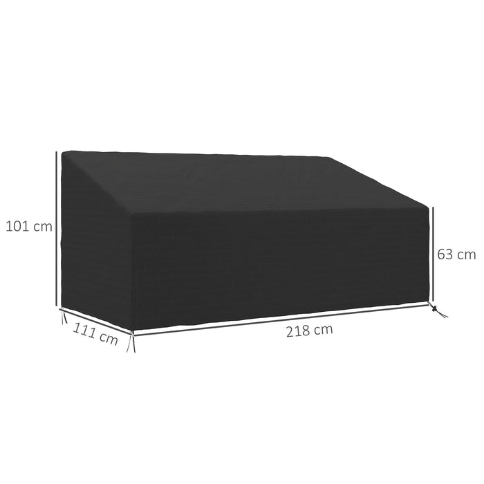 Outsunny 600D Oxford Cloth Furniture Cover, 3 Seater Sofa Protector for Garden Patio, Outdoor, Waterproof, Black, 218 x 111 x 63-101 cm