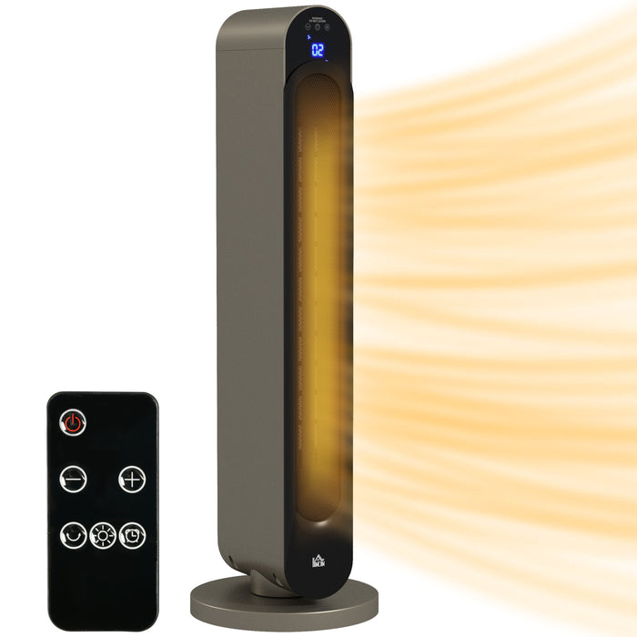 HOMCOM Electric Heater, 2200W Energy Efficient Ceramic Heater with Remote, 3 Modes, Timer, 45° Oscillation, Space Heater for Home, Silver
