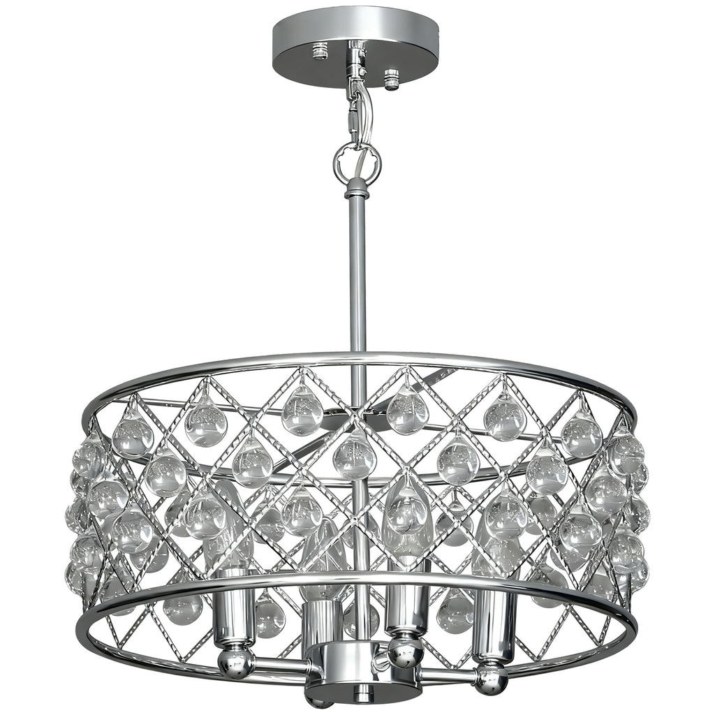 HOMCOM 51 Crystallite Four-Bulb Chandelier - Silver-Tone