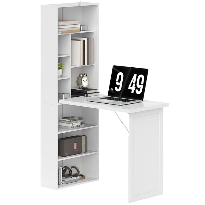 HOMCOM Three-Part Work Desk, with Storage and Chalkboard - White