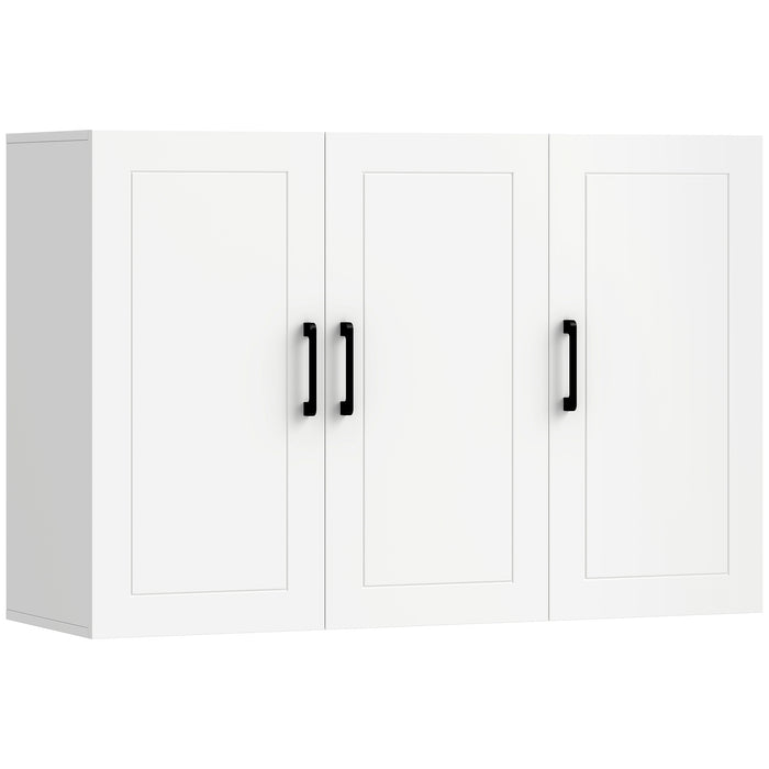 HOMCOM Bathroom Wall Cabinet, Wall Mounted Bathroom Cabinet, Over the Toilet Space Saver with Adjustable Shelves, White