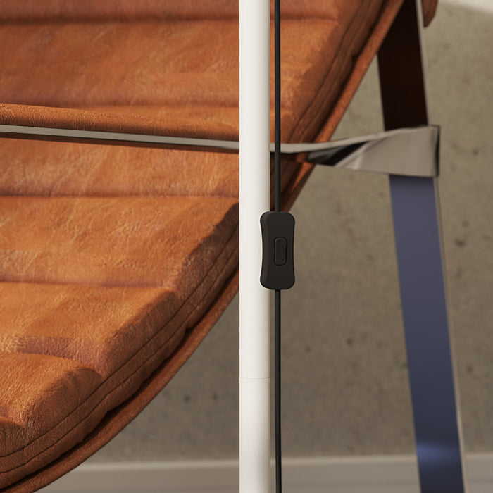 HOMCOM Floor Lamp for Living Room, Spotlight Reading Standing Lamp with Adjustable Height, Rocker on/off Switch, Indoor Task Lighting for Bedroom, Office,  White (Bulb not Included)