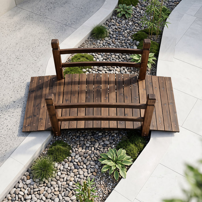 Decorative Outdoor Walkway Bridge with Railings for Farm or Backyard-