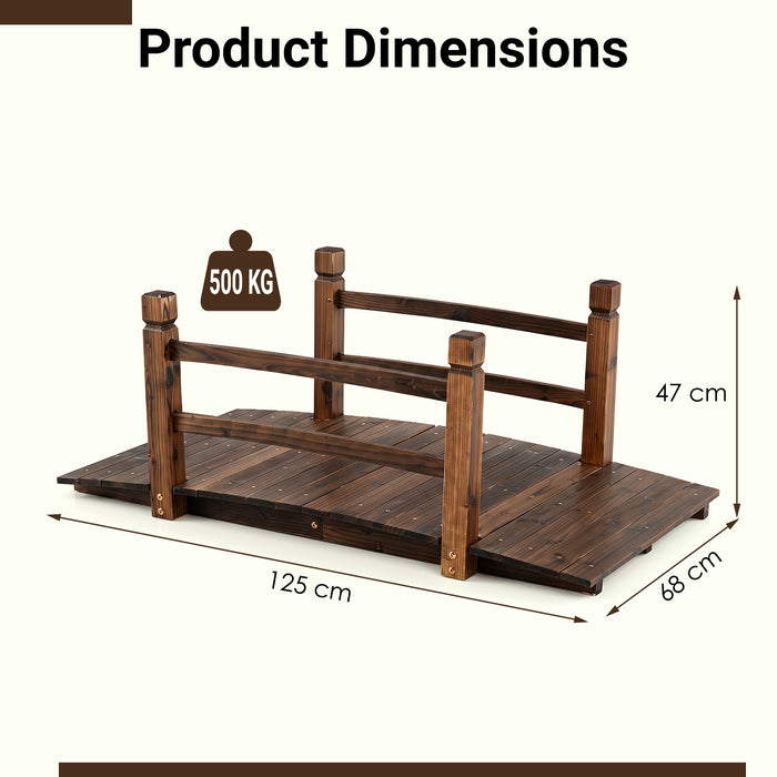 Decorative Outdoor Walkway Bridge with Railings for Farm or Backyard-