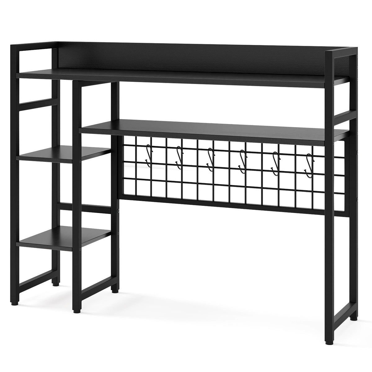 Desktop Bookshelf with 4 Open Storage Shelves for Computer Monitor Up to 32 Inch-