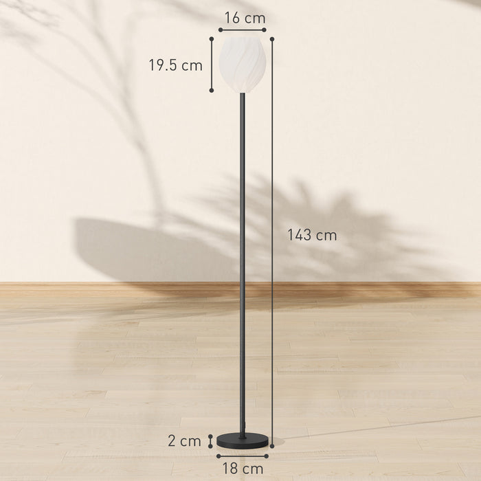 HOMCOM Flower Floor Lamp for Living Room, 3D Printed Modern Standing Lamp with Rose Shade & Foot Switch, Minimalist Tall Pole Lampshade for Bedroom, Office, E27 Holder without Bulb (25W Max), White