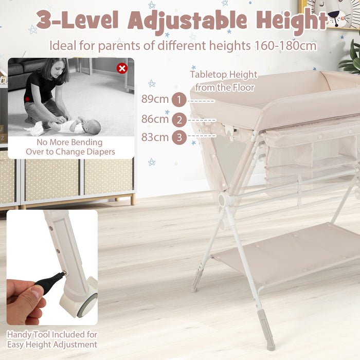Diaper Changing Station with 3 Position Adjustable Level and 4 Universal Wheels-