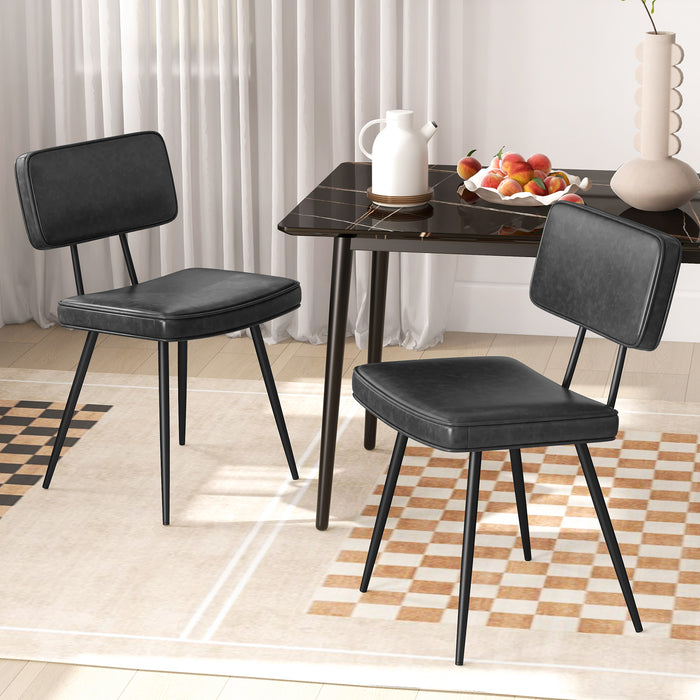 Kitchen Faux Leather Upholstered Dining Chair Set of 2-