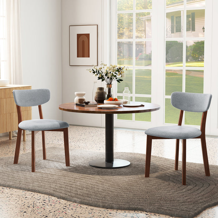 Mid-Back Upholstered Chair, Grey - Solid Rubber Wood Frame for Durability - Perfect for Comfortable Dining or Workspace Seating