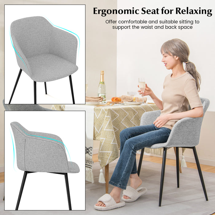 Set of 2 Dining Chairs With Ergonomic Design - Armrest and Backrest for Comfortable Seating - Perfect for Casual or Formal Dining Space in Off-White Finish