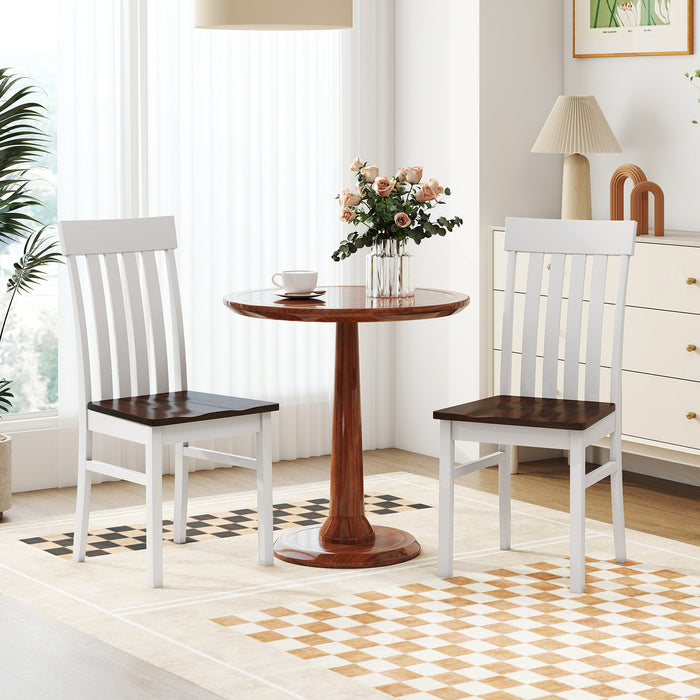 Dining Chairs Set of 2/4 with Hollowed Backrests and Rubber Wood Seats-Natural-Set of 4