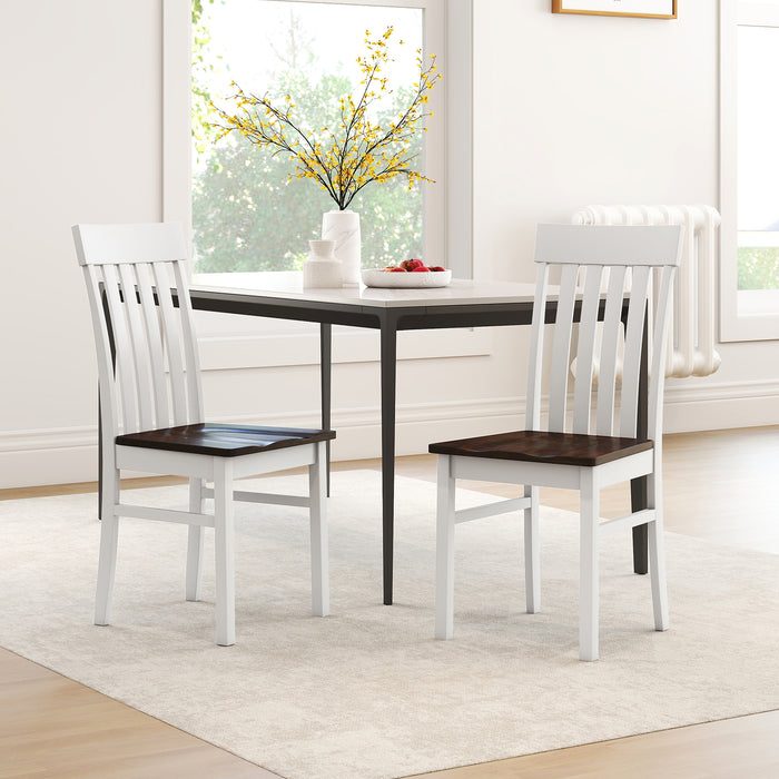 Dining Chairs Set of 2/4 with Hollowed Backrests and Rubber Wood Seats-Natural-Set of 4