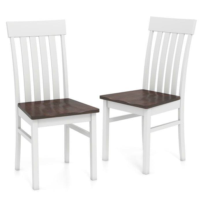 Dining Chairs Set of 2/4 with Hollowed Backrests and Rubber Wood Seats-Natural-Set of 4