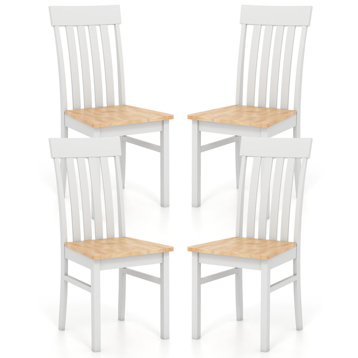 Dining Chairs Set of 2/4 with Hollowed Backrests and Rubber Wood Seats-Natural-Set of 4