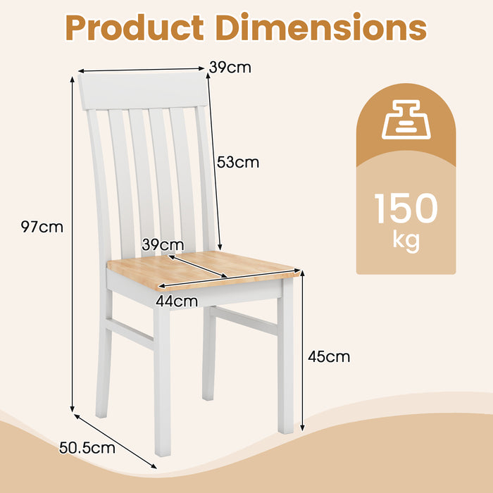 Dining Chairs Set of 2/4 with Hollowed Backrests and Rubber Wood Seats-Natural-Set of 4