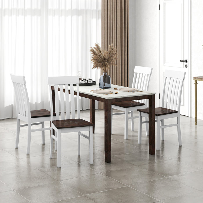 Dining Chairs Set of 2/4 with Hollowed Backrests and Rubber Wood Seats-Natural-Set of 4