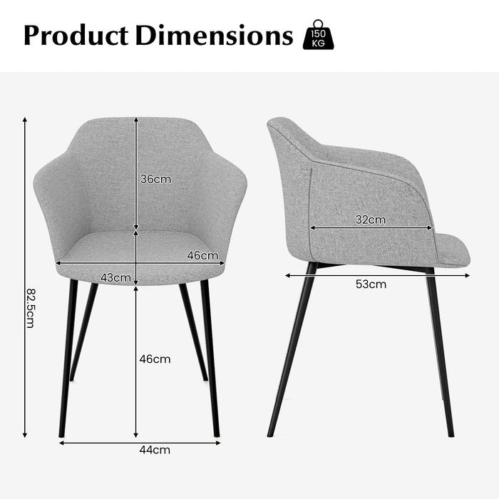 Set of 2 Dining Chairs With Ergonomic Design - Armrest and Backrest for Comfortable Seating - Perfect for Casual or Formal Dining Space in Off-White Finish