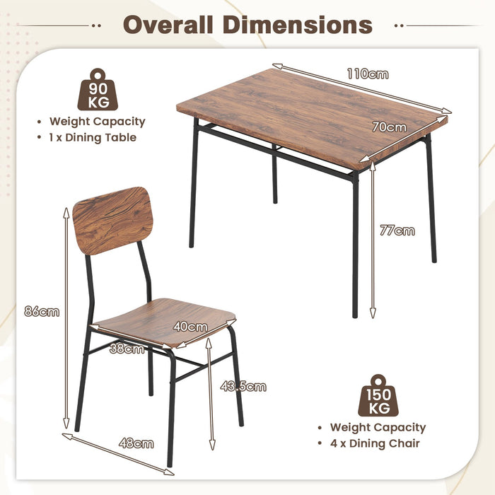 Dining Table Set for 2/4 with Metal Frame and Storage Rack-Coffee-Size 1