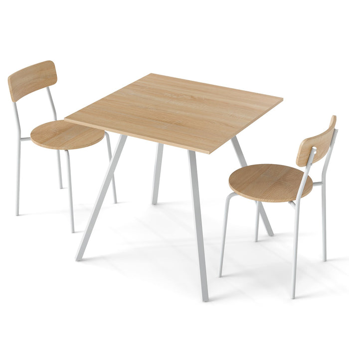 3-Piece Kitchen Dining Room Furniture with Metal Frame and Adjustable Foot Pads-Natural