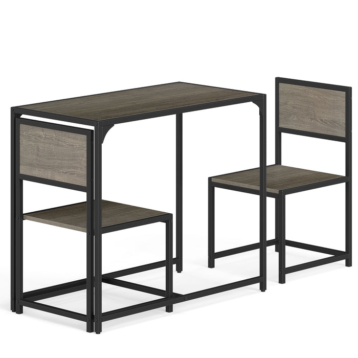 3 Piece Dining Table Set with Metal Frame and Low Back-Natural
