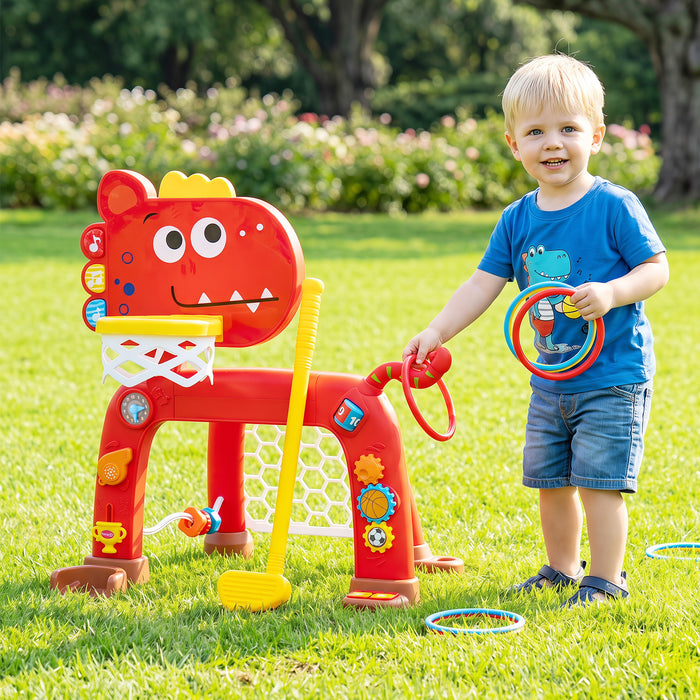 Dinosaur Toddler Basketball Hoop and Soccer Ball Activity Center-