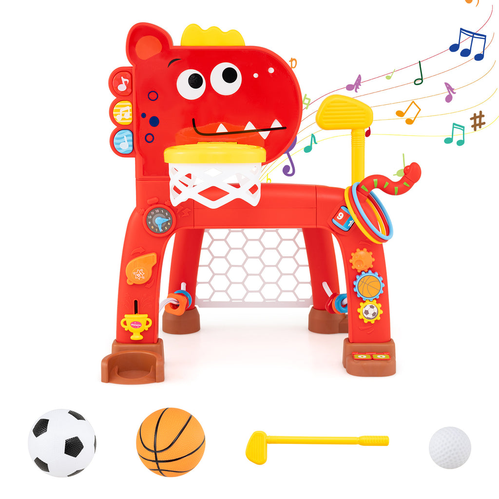 Dinosaur Toddler Basketball Hoop and Soccer Ball Activity Center-