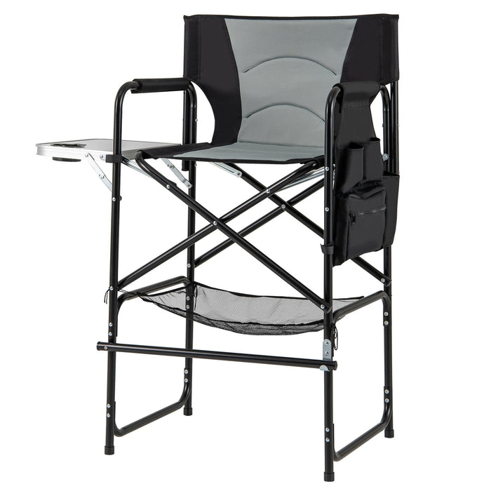 Directors Chair Folding Makeup Artist Chair with Foldable Side Table-