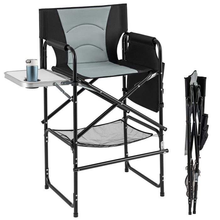 Directors Chair Folding Makeup Artist Chair with Foldable Side Table-