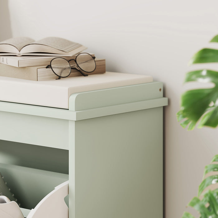 HOMCOM Elegant Eight Shoe Bench, with Top Seat - Green